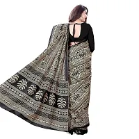 SATTVA Women's Tribal Print Khadi Silk Saree With blouse piece (Black-cream_Free size)-thumb2