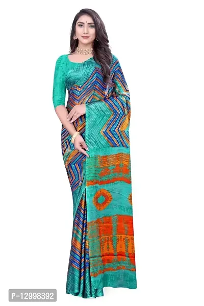 SATTVA Women's Georgette Printed Saree With Blouse Piece (Multi-Blue_Free size)