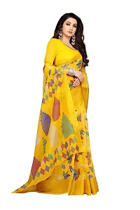 SATTVA Women's Zari Border & Floral Printed Cotton Blend Saree With Blouse Piece (Yellow_Free size)-thumb4