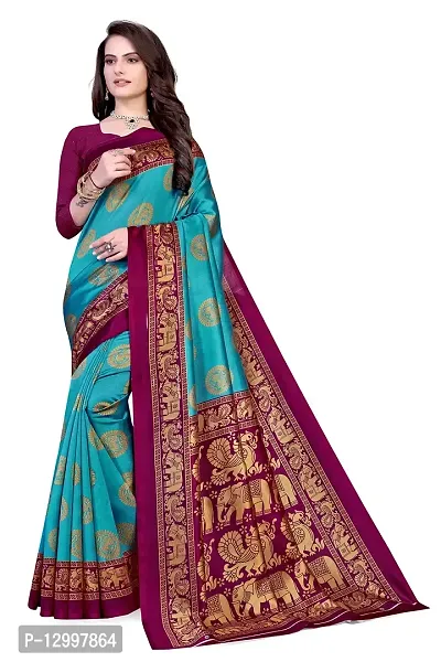 SATTVA Women's Patola Print Art Silk Saree with Blouse (Free size)-thumb0