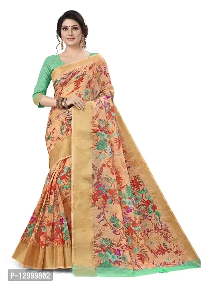 Women's Printed Fashion Cotton Blend Saree-thumb0