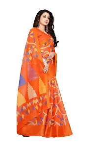 SATTVA Women's Zari Border & Floral Printed Cotton Blend Saree With Blouse Piece (Orange_Free size)-thumb4