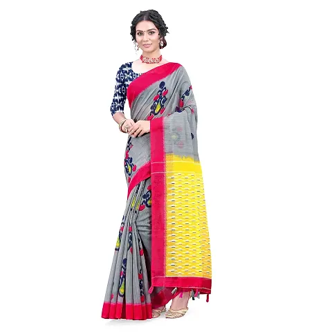 Raj Sarees Women's Pure with Silk Edge Border Saree without blouse (White off with )