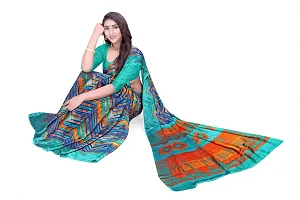 SATTVA Women's Georgette Printed Saree With Blouse Piece (Multi-Blue_Free size)-thumb3