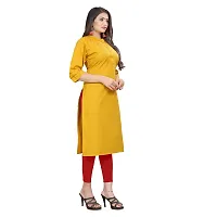 SATTVA Women's Pure Khadi/Cotton Material Straight Cut Kurta for Women Regular wear Round nack Kurtis (Yellow, X-Large)-thumb1