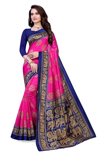 Fancy Silk Blend Saree with Blouse Piece for Women