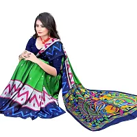 SATTVA Women's Georgette Ikkat Printed Saree With Blouse Piece (Green_Free size)-thumb1