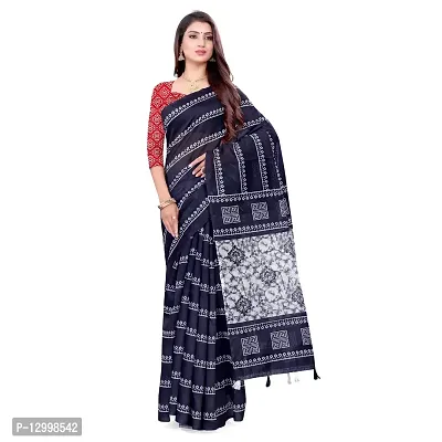 SATTVA Women's Digital Print Cotton Blend Tassels and Latkan Saree With Blouse Piece (Free size)