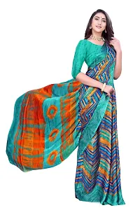 SATTVA Women's Georgette Printed Saree With Blouse Piece (Multi-Blue_Free size)-thumb1