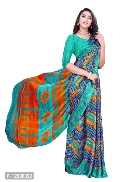 SATTVA Women's Georgette Printed Saree With Blouse Piece (Multi-Blue_Free size)-thumb2