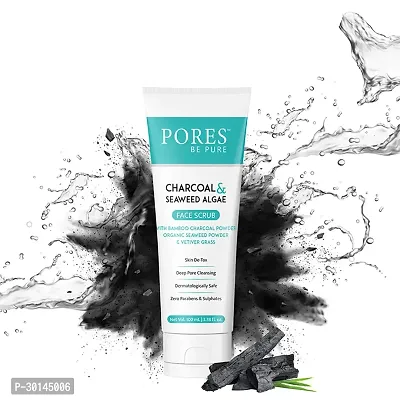 Charcoal  Seaweed Gel Face Scrub for Men  Women  - 100 mL-thumb2