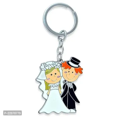 Silver Store Romantic Love Couple Metal Keychain-Friendship Day, Valentine Day and Birthday Gift (Colour - Multi)