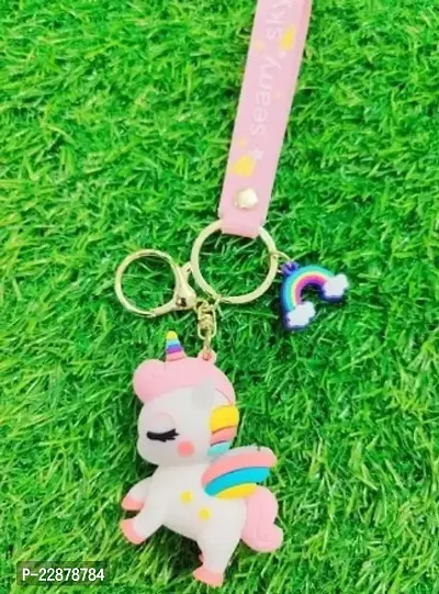 Buy Cute Unicorn Cartoon 3d Silicone Hook Kawaii Keychain Keyring