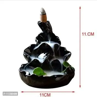 Avira Shoppe Handcrafted Black Smoke Fountain Backflow Incense Burner Decorative Showpiece - 12 cm (Polyresin, Black)-thumb3