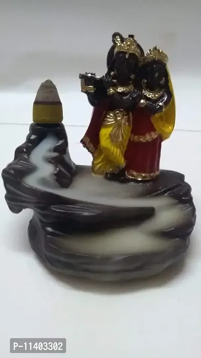 Amaira Handicrafts Backflow Incense Burner/fogg Fountain/Incense Holder of Radha Krishna for Home ,Black (8.5x6.5x10 cm)(Conical)-thumb4