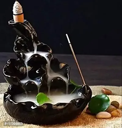 NDiva's Art & Craft Polyresin Decorative Smoke backflow Incense Burner/Incense Holder with 10 backflow Scented Cones for Fragrance for Office/Home Decor Item-thumb3