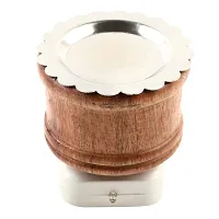 i Max Stainless Steel Wooden Electric Kapoor Dani Stand | Incense Burner | Dhoop Burner | Camphor Aroma Diffuser-thumb1