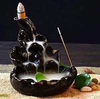 Shriram Enterprises Polyresin Fountain Smoke Waterfall Backflow Incense Cone Holder for Home Decor (11 cm, Black)(Rectangular)-thumb1