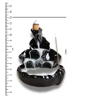 Fabric Smoke Fountain Incense Holder Showpiece with Backflow Cones, 10 x 10 x 11 Centimeters, Black Dark, 1 Showpiece, 10 Cones-thumb2