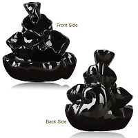 Fabric Smoke Fountain Incense Holder Showpiece with Backflow Cones, 10 x 10 x 11 Centimeters, Black Dark, 1 Showpiece, 10 Cones-thumb4