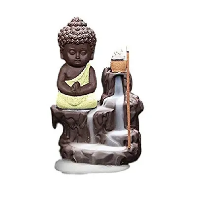 STARDOM MART Lord Buddha Smoke Back Flow Cone Incense Holder, Agarbatti Incense Decorative Showpiece (Blue) / Fog Fountain Buddha Decorative 15 Free Smoke Backflow Cone/ FENG SHUI/archies/idol