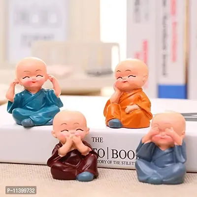 YB Trendz Handcrafted Marble Baby Laughing Buddha Statue Home Decor Showpiece Idol (6 x 4 x 3 cm, Multicolour) - Set of 4-thumb2