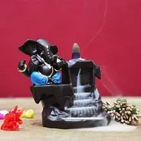 Shriram Enterprises Smoke Ganesha Water Fountain Backflow Incense Burner with 10 Smoke Backflow Incense Cone in Incense Sticks for Home Decorative Showpiece - 14 cm (Polyresin, Black)-thumb2