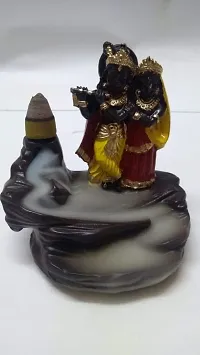 Amaira Handicrafts Backflow Incense Burner/fogg Fountain/Incense Holder of Radha Krishna for Home ,Black (8.5x6.5x10 cm)(Conical)-thumb2