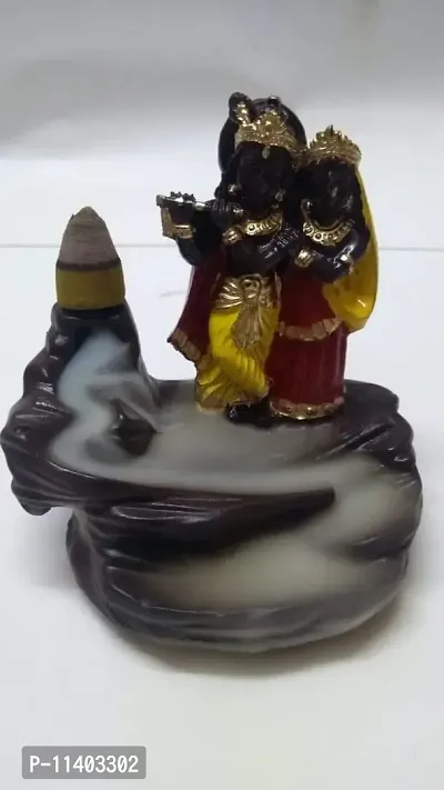 Amaira Handicrafts Backflow Incense Burner/fogg Fountain/Incense Holder of Radha Krishna for Home ,Black (8.5x6.5x10 cm)(Conical)-thumb3