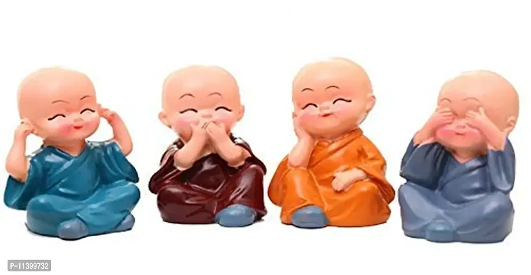 YB Trendz Handcrafted Marble Baby Laughing Buddha Statue Home Decor Showpiece Idol (6 x 4 x 3 cm, Multicolour) - Set of 4
