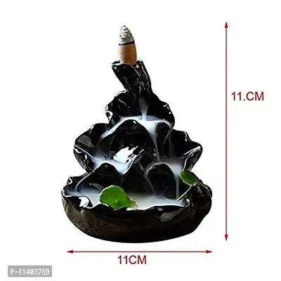 G R Enterprise Polyresin Medium Waterfall Smoke Fountain Backflow Cone Incense Holder - (10 Pieces of Back Flow Smoke Cones, Black)(Conical)-thumb2