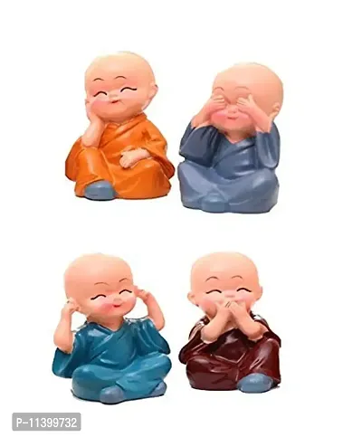 YB Trendz Handcrafted Marble Baby Laughing Buddha Statue Home Decor Showpiece Idol (6 x 4 x 3 cm, Multicolour) - Set of 4-thumb5