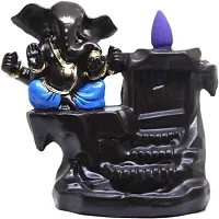 Shriram Enterprises Smoke Ganesha Water Fountain Backflow Incense Burner with 10 Smoke Backflow Incense Cone in Incense Sticks for Home Decorative Showpiece - 14 cm (Polyresin, Black)-thumb1