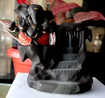 SHEKHAWAT Craft Lord Red Ganesha Smoke Backflow Cone Incense Holder Decorative Showpiece with 10 Free Smoke Backflow Scented Cone Incenses Decorative Showpiece-thumb1