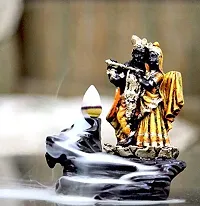Amaira Handicrafts Backflow Incense Burner/fogg Fountain/Incense Holder of Radha Krishna for Home ,Black (8.5x6.5x10 cm)(Conical)-thumb1