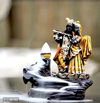 Amaira Handicrafts Backflow Incense Burner/fogg Fountain/Incense Holder of Radha Krishna for Home ,Black (8.5x6.5x10 cm)(Conical)-thumb2
