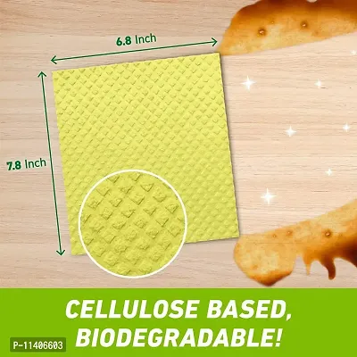 HEISH Resuable and washable Sponge Wipes |with super absorbant |biodegradable | cellulose material | Easy to use for | Kitchen | Microwave | Referigerato | Home Cleaning (Multicolored) (5)-thumb2