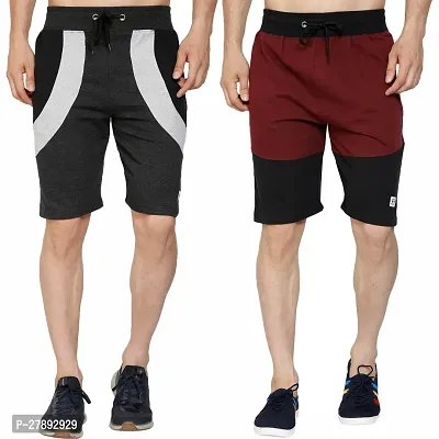 Stylish Fleece Solid Regular Shorts For Men Pack Of 2