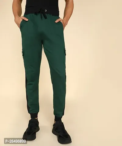 Stylish Green Cotton Blend Solid Regular Fit Regular Track Pants Pack Of 1-thumb0