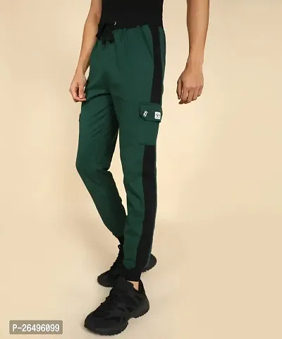 Stylish Green Cotton Blend Solid Regular Fit Regular Track Pants Pack Of 1-thumb2