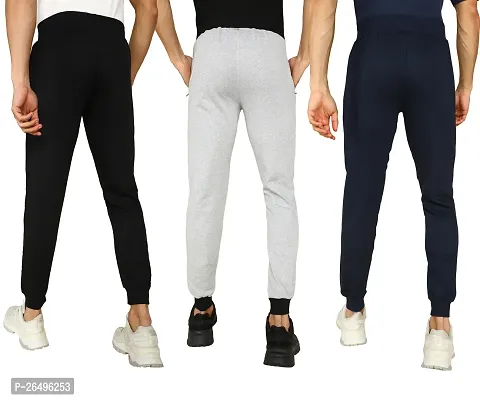 Stylish Multicoloured Cotton Blend Solid Regular Fit Regular Track Pants Pack Of 3-thumb2