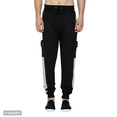 Stylish Black Cotton Blend Solid Regular Fit Regular Track Pants Pack Of 1