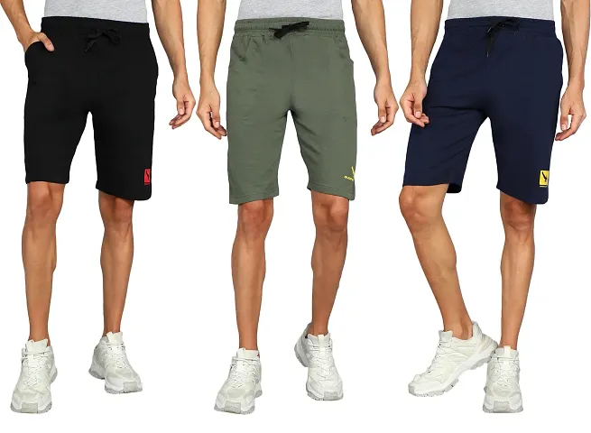 Stylish Fleece Solid Regular Shorts For Men Pack Of 3