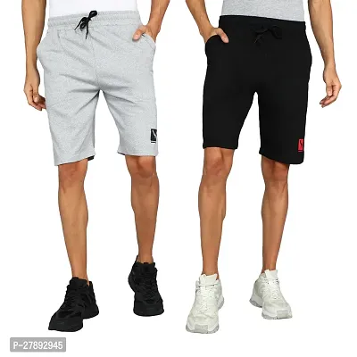 Stylish Fleece Solid Regular Shorts For Men Pack Of 2-thumb0