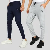 Stylish Multicoloured Cotton Blend Solid Regular Fit Regular Track Pants Pack Of 2-thumb2