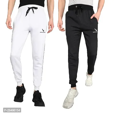 Stylish Multicoloured Cotton Blend Solid Regular Fit Regular Track Pants Pack Of 2