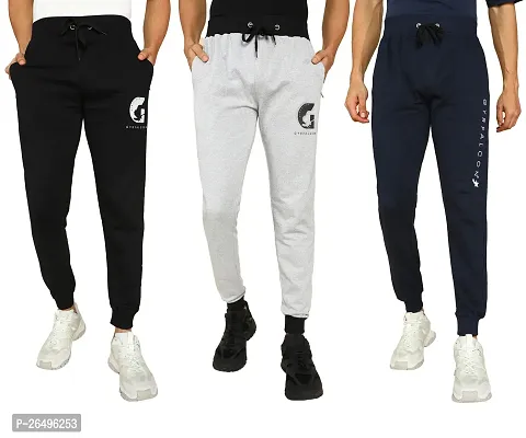 Stylish Multicoloured Cotton Blend Solid Regular Fit Regular Track Pants Pack Of 3