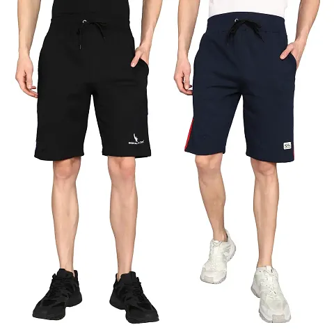 Stylish Fleece Solid Regular Shorts For Men Pack Of 2