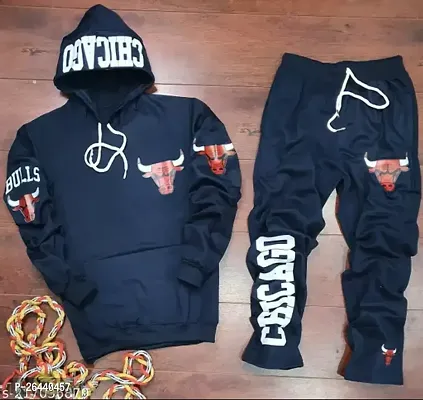 Men Navy Blue Tracksuit (Hoodie and Lower Set)