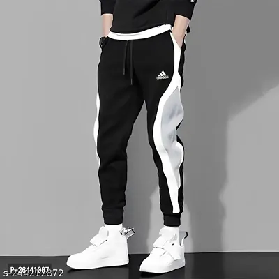 Men Black  Grey Colorbloced Trackpants